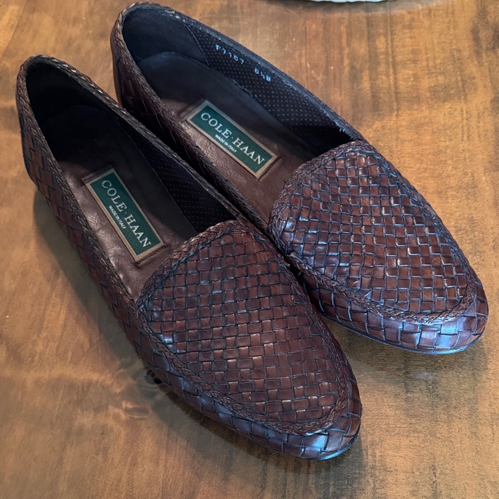 Cole Haan Women’s Dark Brown Woven Loafers